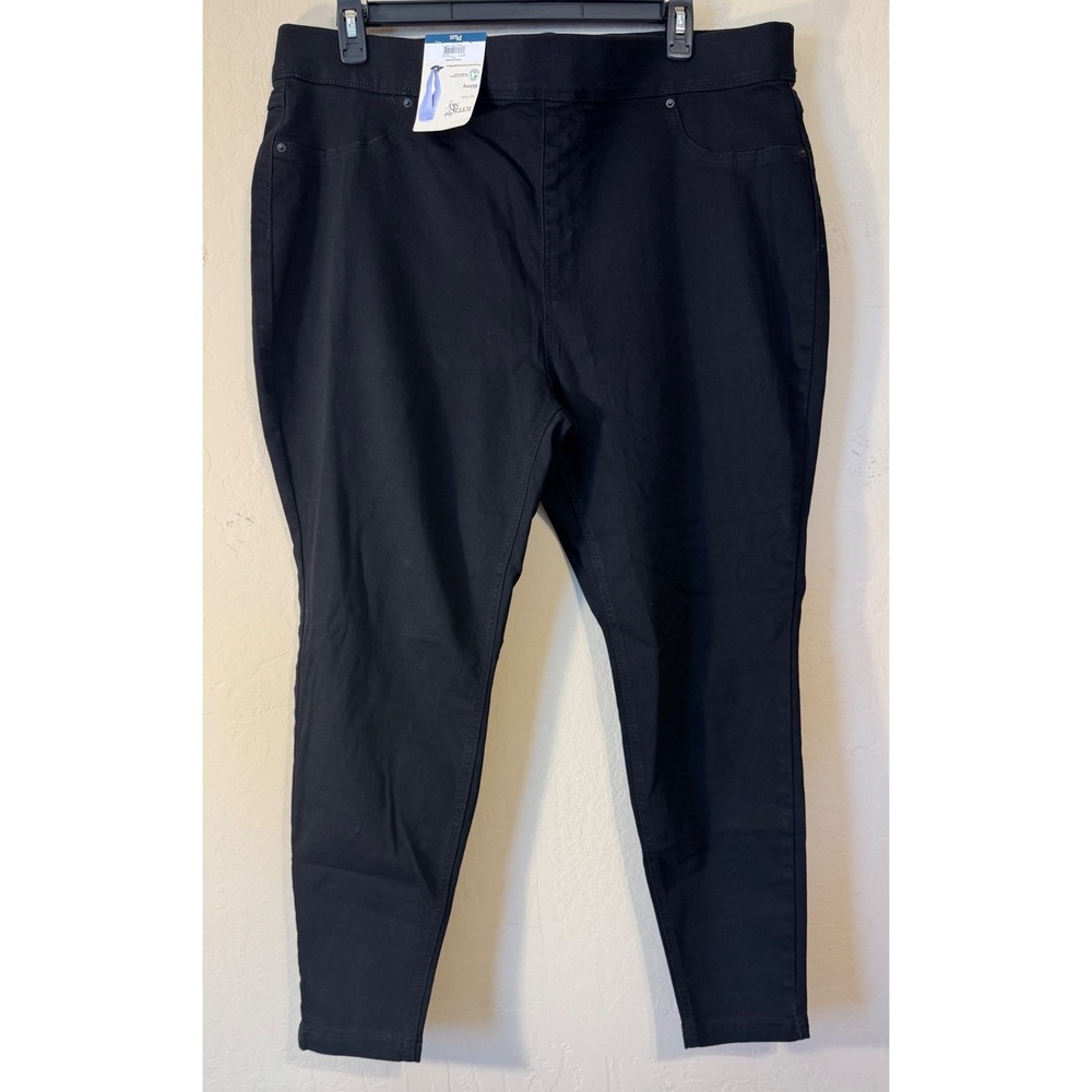 Terra & Sky Pants Women 2X Black‎ Skinny High Rise Pull On Jeggings Stretch NEW